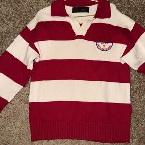 Girls Zara Red and White Striped Sweater